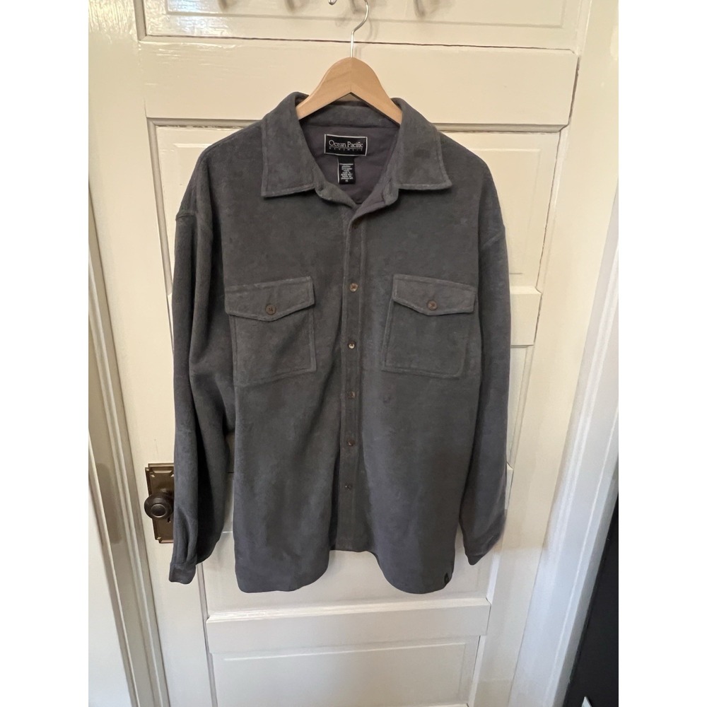 Vintage Ocean Pacific Gray Button Down CPO Style Jacket/Shirt Size XL